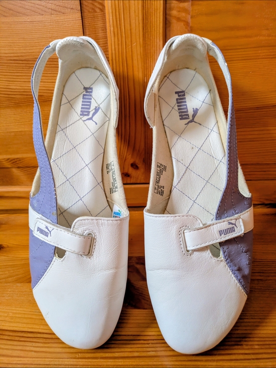Puma Shoes - Puma Vintage White and Lavender Mary Jane Slip-On Sneakers